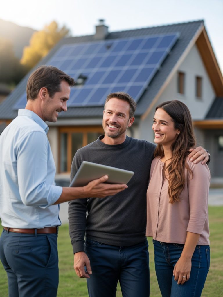 Couple investissement maison panneaux solaires