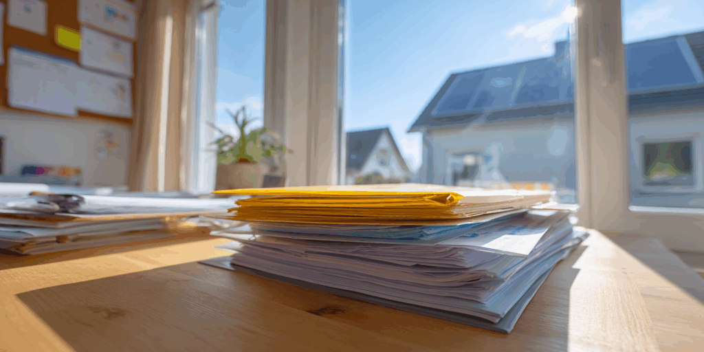 Une pile de dossiers de demandes de subventions sur un table