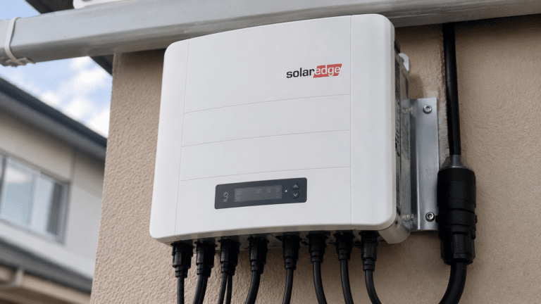 Un onduleur SolarEdge sur la façade d'une maison | Comment choisir le bon onduleur pour vos panneaux solaires&nbsp;?